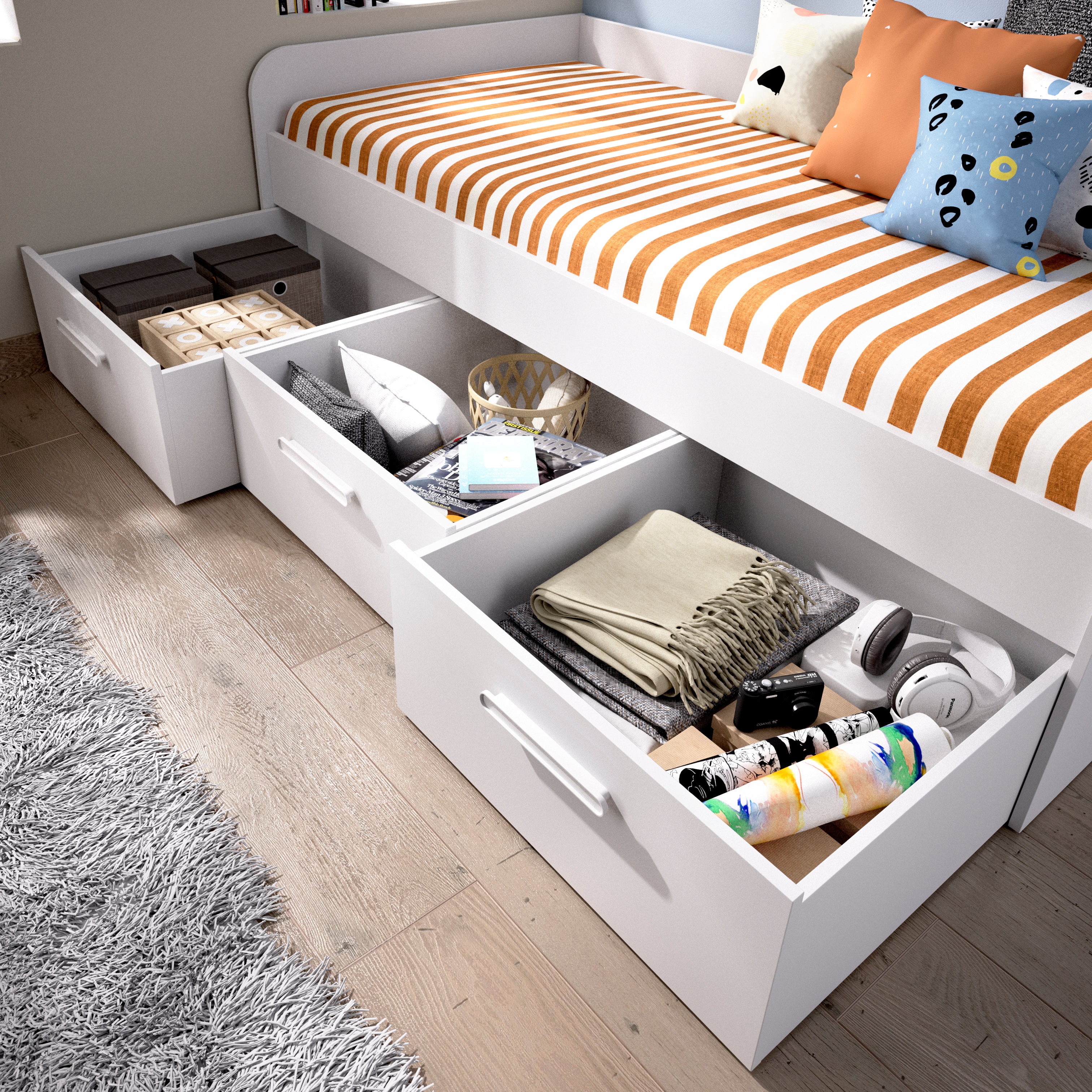 Pack ahorro juvenil Cama Mek con cajones, Colchón viscoelástico Nova y Somier 90 x 190 cm | Subida a domicilio - 4