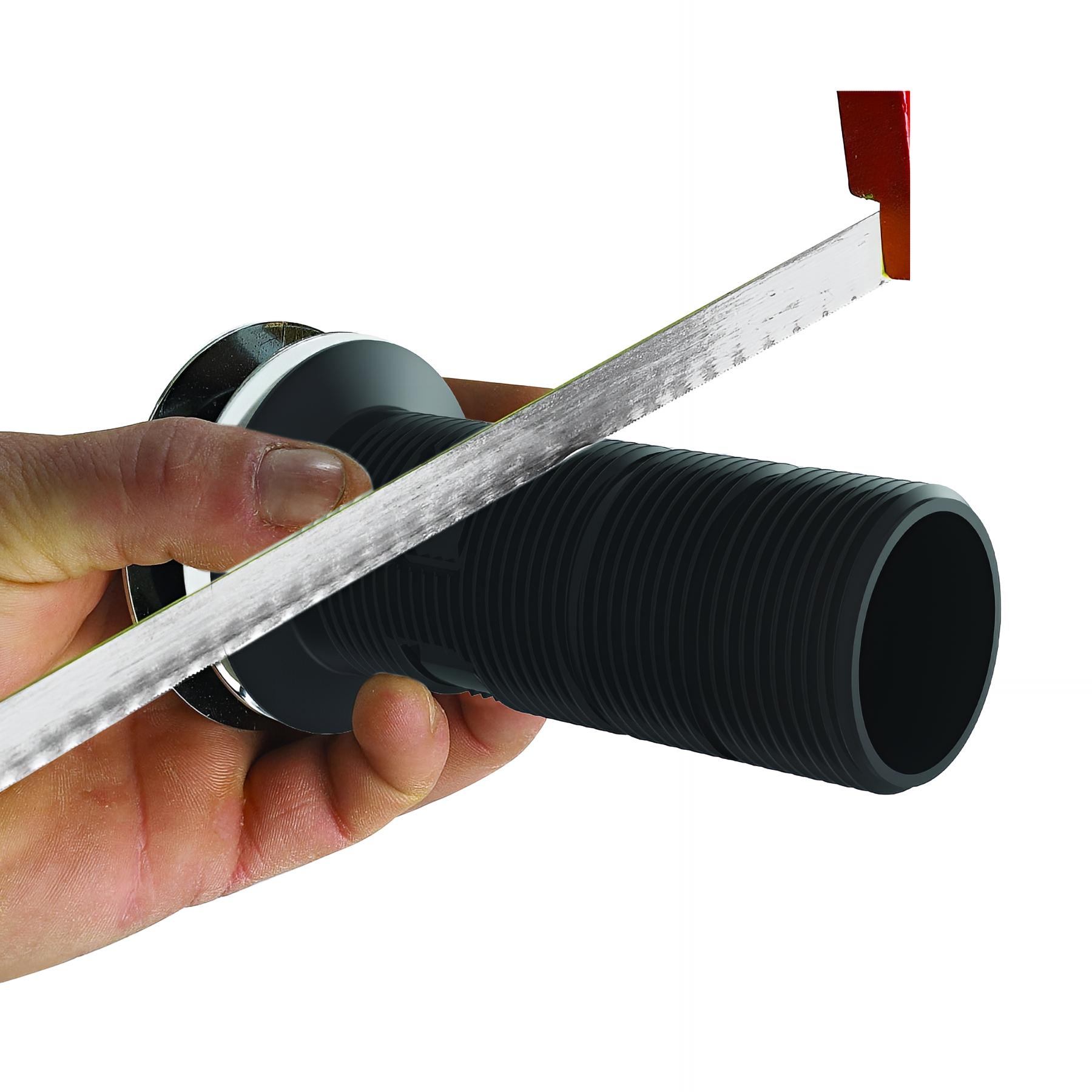 Bonde PMR normes handicapés pour lavabo ou vasque tube extra-plat TBXP, profondeur déportée réglable, bonde hauteur 10cm découpable, clapet ABS noir - 3