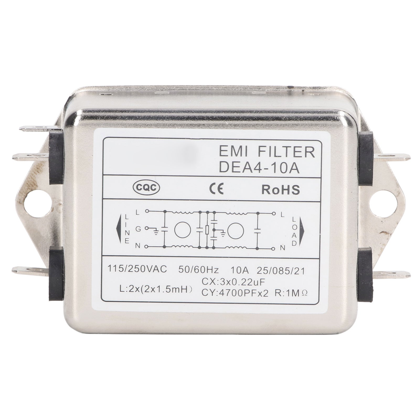 Filtr EMI, tłumik szumów, jednofazowy oczyszczacz audio AC 115 V/250 V, 50/60 Hz, 10 A, typ układu scalonego