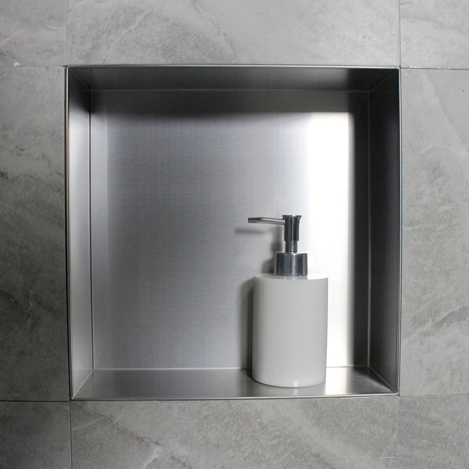 Mensola Per Doccia In Acciaio Inox 304 Da Incasso - 30x30 Cm, Nicchia A Muro, Finitura Nichel Spazzolato, Per Bagno - 2