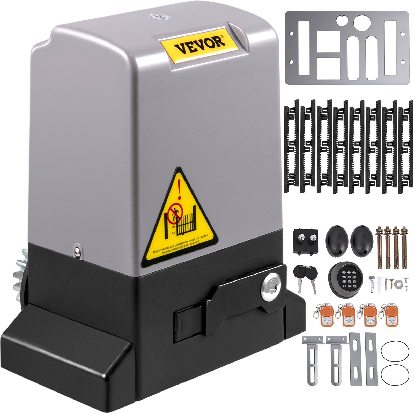 Automat do bram przesuwnych 1800kg 8m Automat do otwierania bramy z 4 pilotami i kontrolą aplikacji Elektryczny silnik do bram rolowanych do pod VEVOR