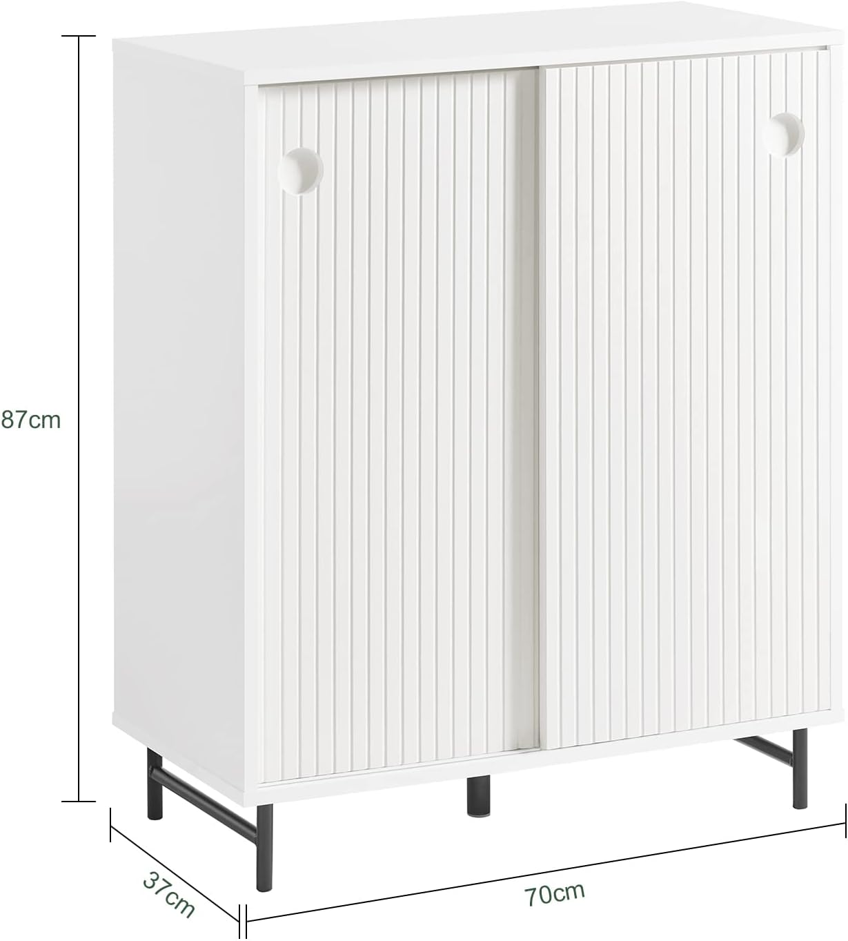 Aparador para hall de entrada com porta de correr e prateleira ajustável 70 x 37 x 87 cm Branco FSB62-W SoBuy PT - 3