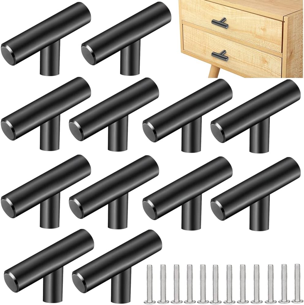 12 PCS Uchwyt do mebli kuchennych Stal nierdzewna 50 * 31 mm Uchwyt do mebli T Gałka do drzwi Srebrny