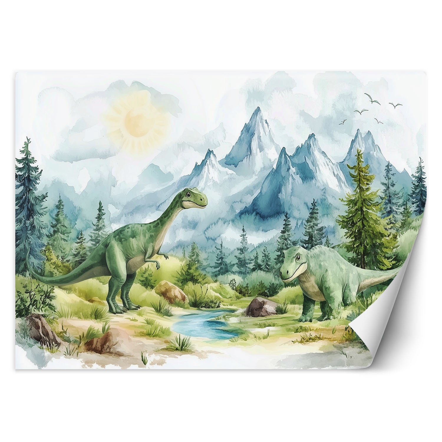 Fototapeta dla chłopca, Dinozaury Prehistoryczne Gady Pejzaż Zielony 100x70