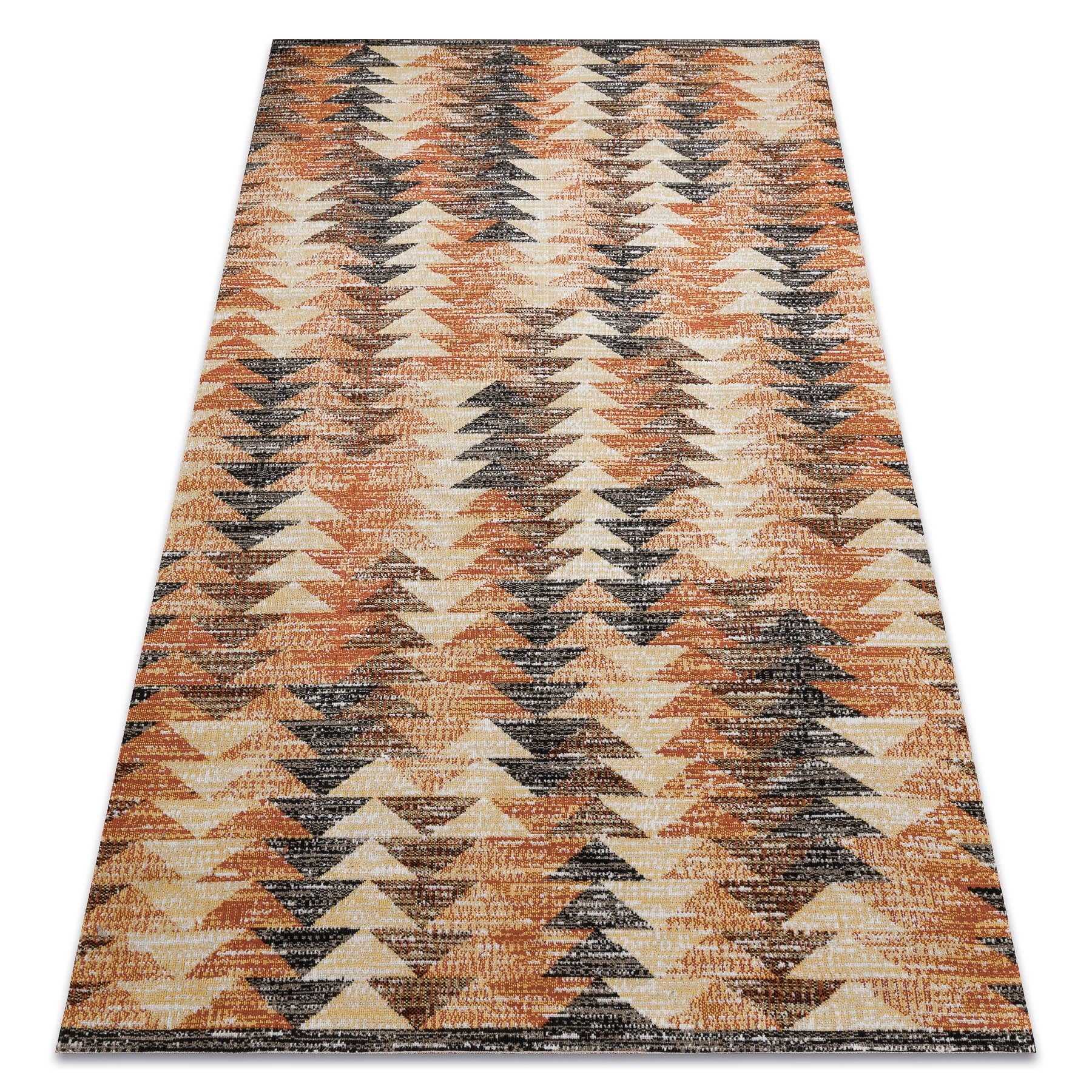 Dywan nowoczesny MUNDO D5781 trójkąty 3D outdoor pomarańcz / beż 140x190 cm