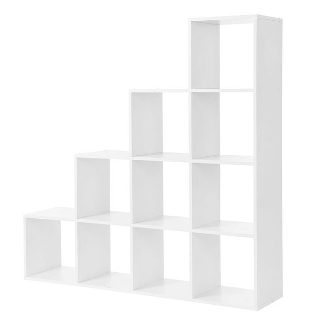 Libreria a 10 Cubi, Scaffale Scomparti Aperti, Organizzatore, 29 x 129,5 x 129,5 cm, Bianco