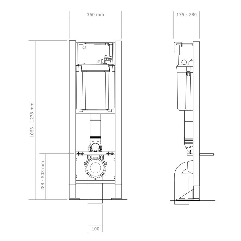 Pack WC Bâti universel Wirquin Pro + Cuvette COMPACT sans bride 49 cm + Plaque blanche - 9