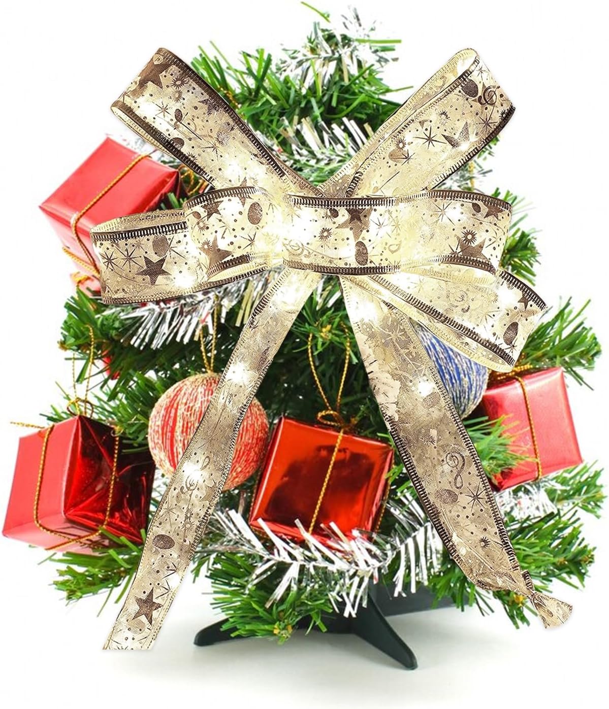 Lampki choinkowe, ozdoby choinkowe, srebrne lampki na wstążce, 10 m lampek choinkowych (ciepłe światło) - 8