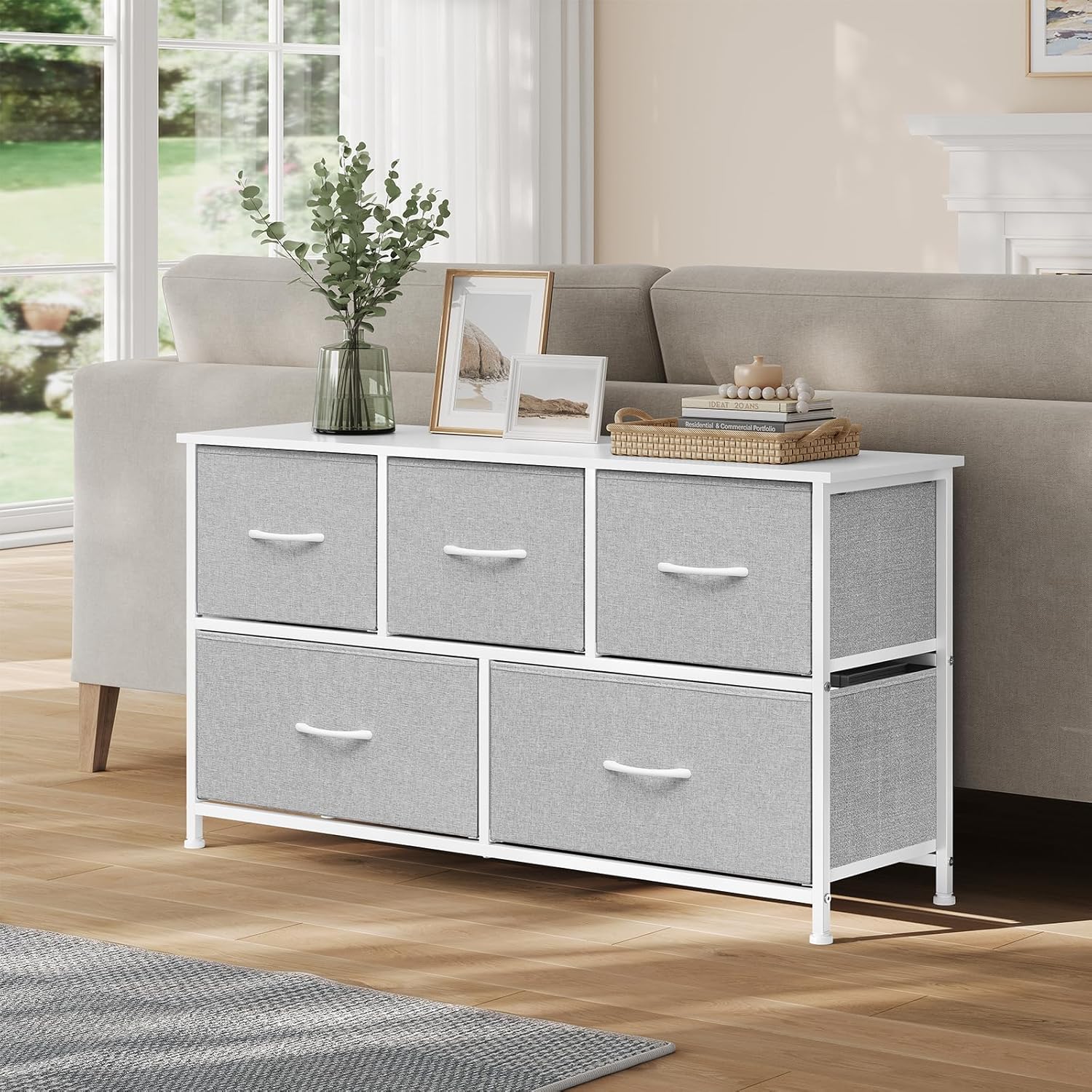 WOLTU Commode Chambre Adulte 6 Tiroirs, Armoire Avec Tiroirs En Tissu