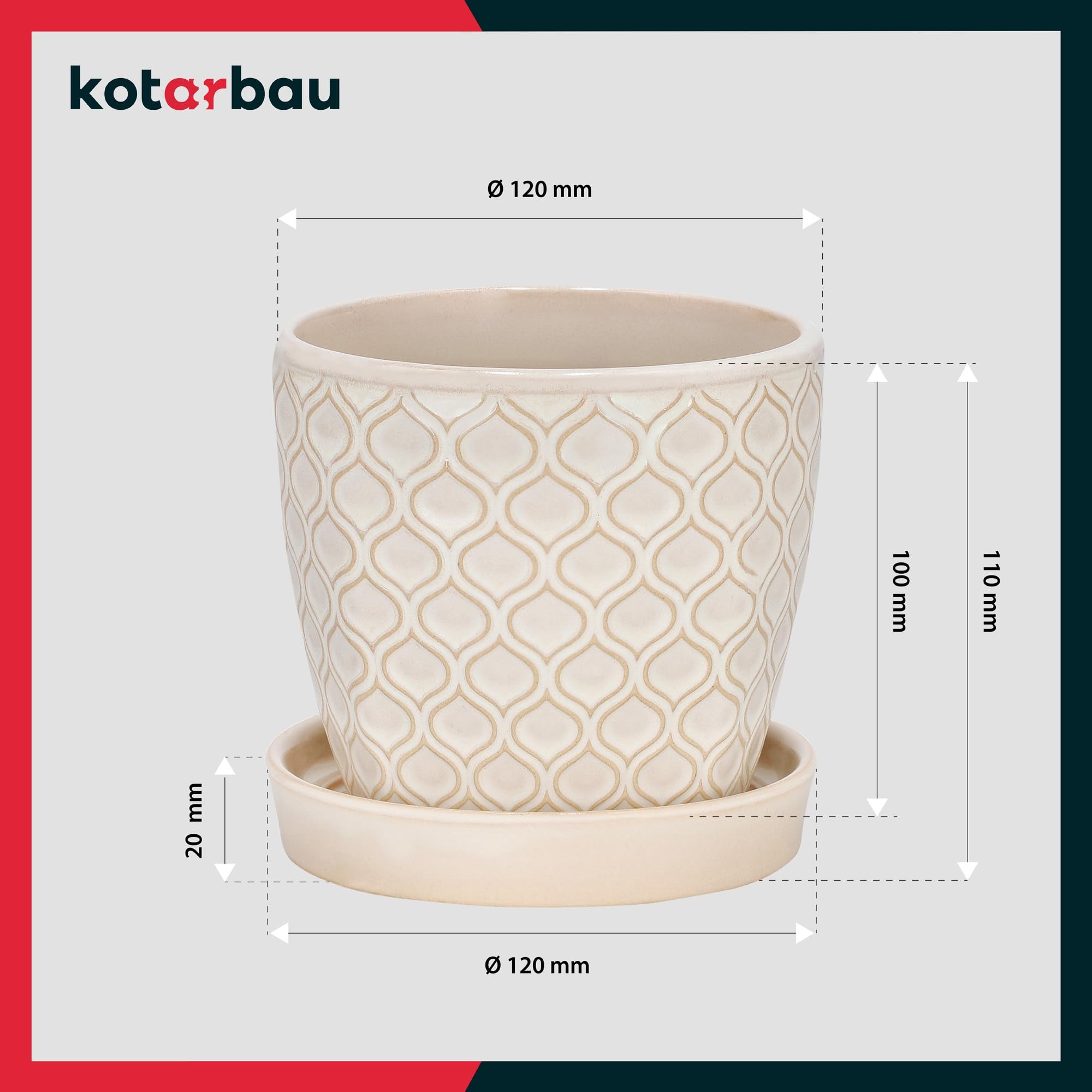 Doniczka donica osłonka ceramiczna z podstawką kwiaty rośliny zielona ⌀15cm - KOTARBAU - 4