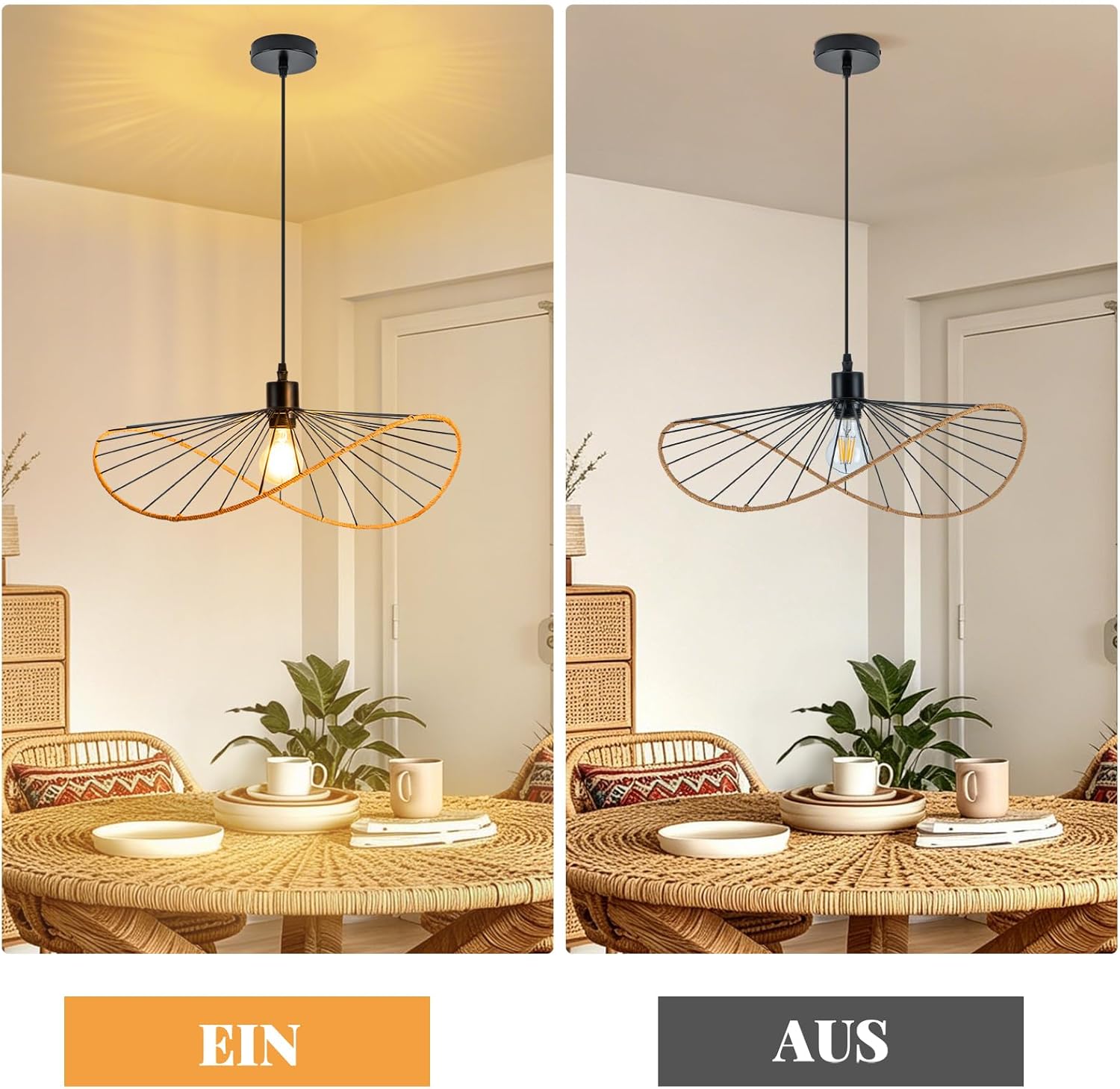 ZMH Suspension Vintage 1 Flame E27 Noir Salle à Manger Sans Ampoule - 8