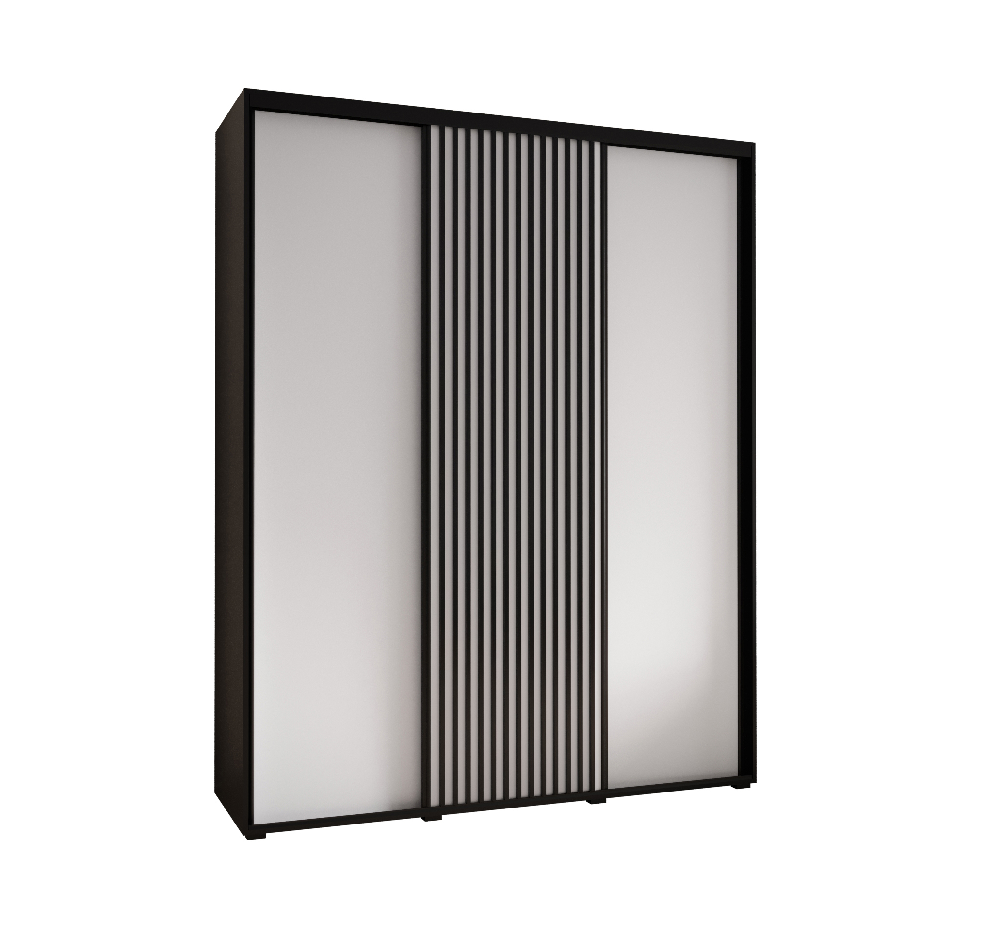 Szafa przesuwna wysoka Lanko 1 190 x 45 x 235,2 cm czarny + biały + lamele czarny - Abiks Meble