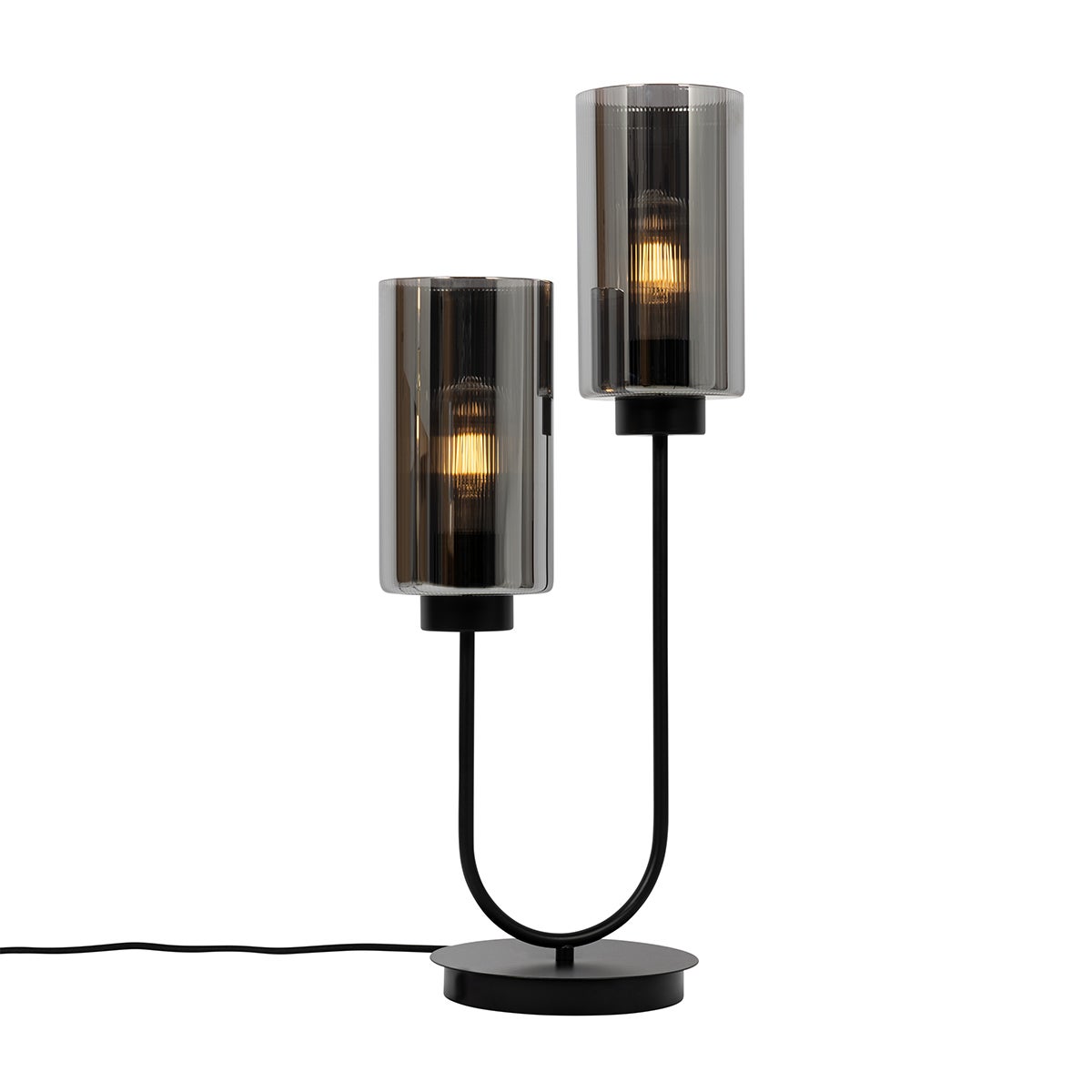 Lampada da tavolo smart nera con vetro fumé 2 luci incl. 2 Wifi ST64 - Laura - 7