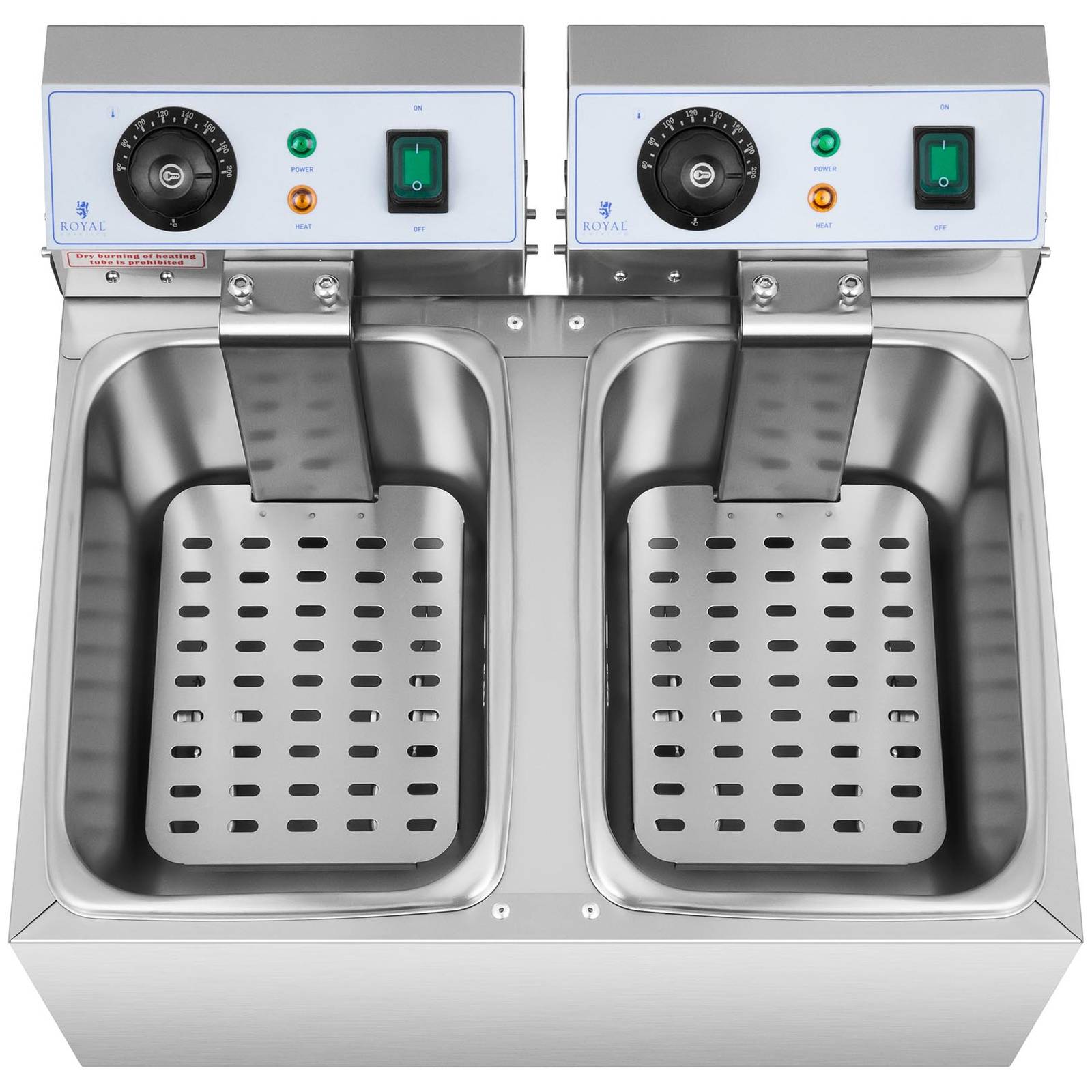 Friteuse électrique - Royal Catering - Puissance : 2 x 3 200 W - 2 x 8 l au total / 2 x 4 l d’huile - 4