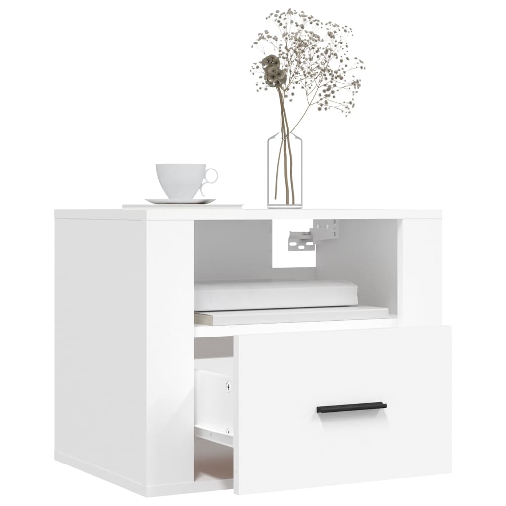Pack de 2 Mesitas de noche de pared，Mesitas de noche flotantes，Mesilla de noche blanco 50x36x40 cm CFW57618 - 4