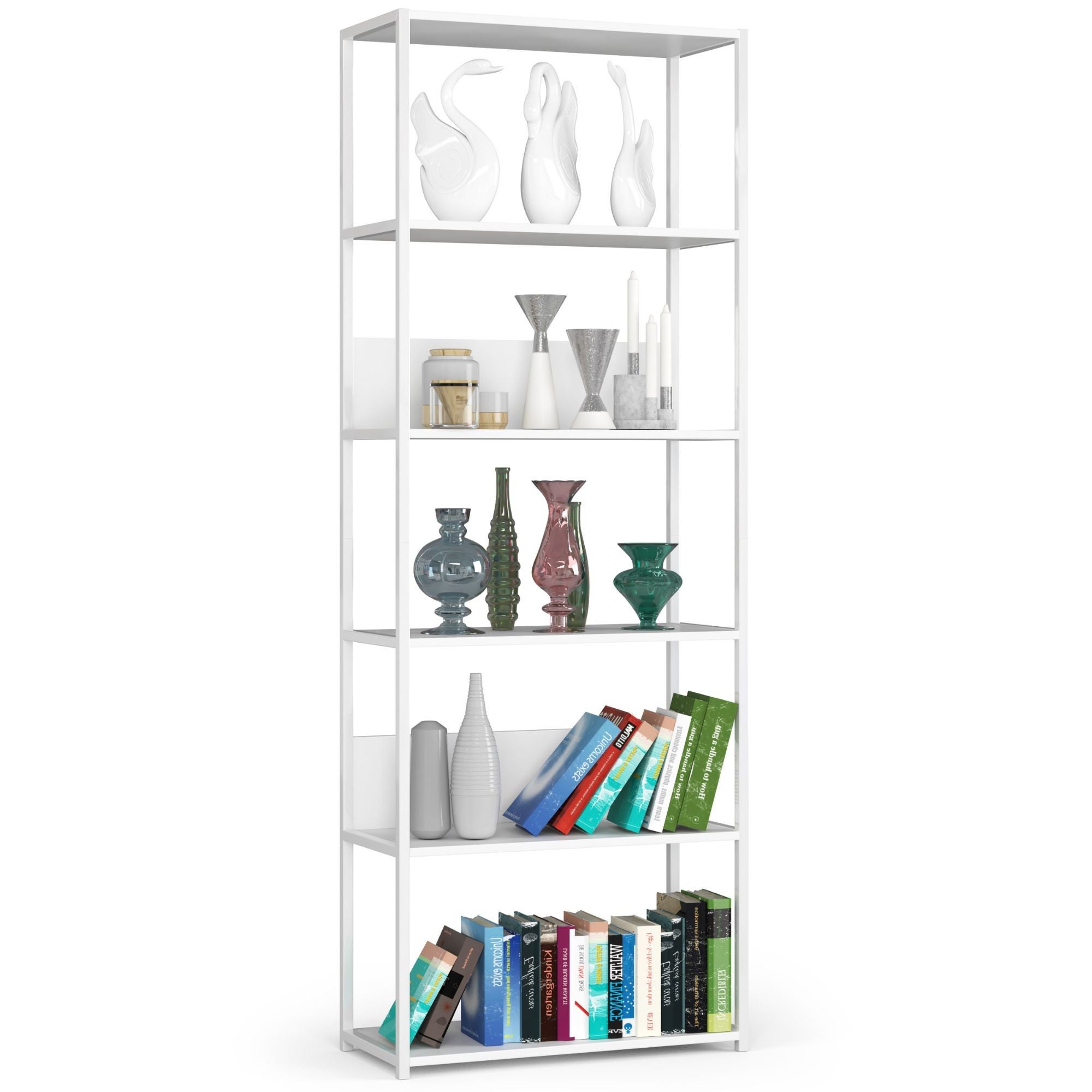 Regał loft AKORD metalowy Biały 70 cm kolor Biały mat 6 półek 70x32x192 cm