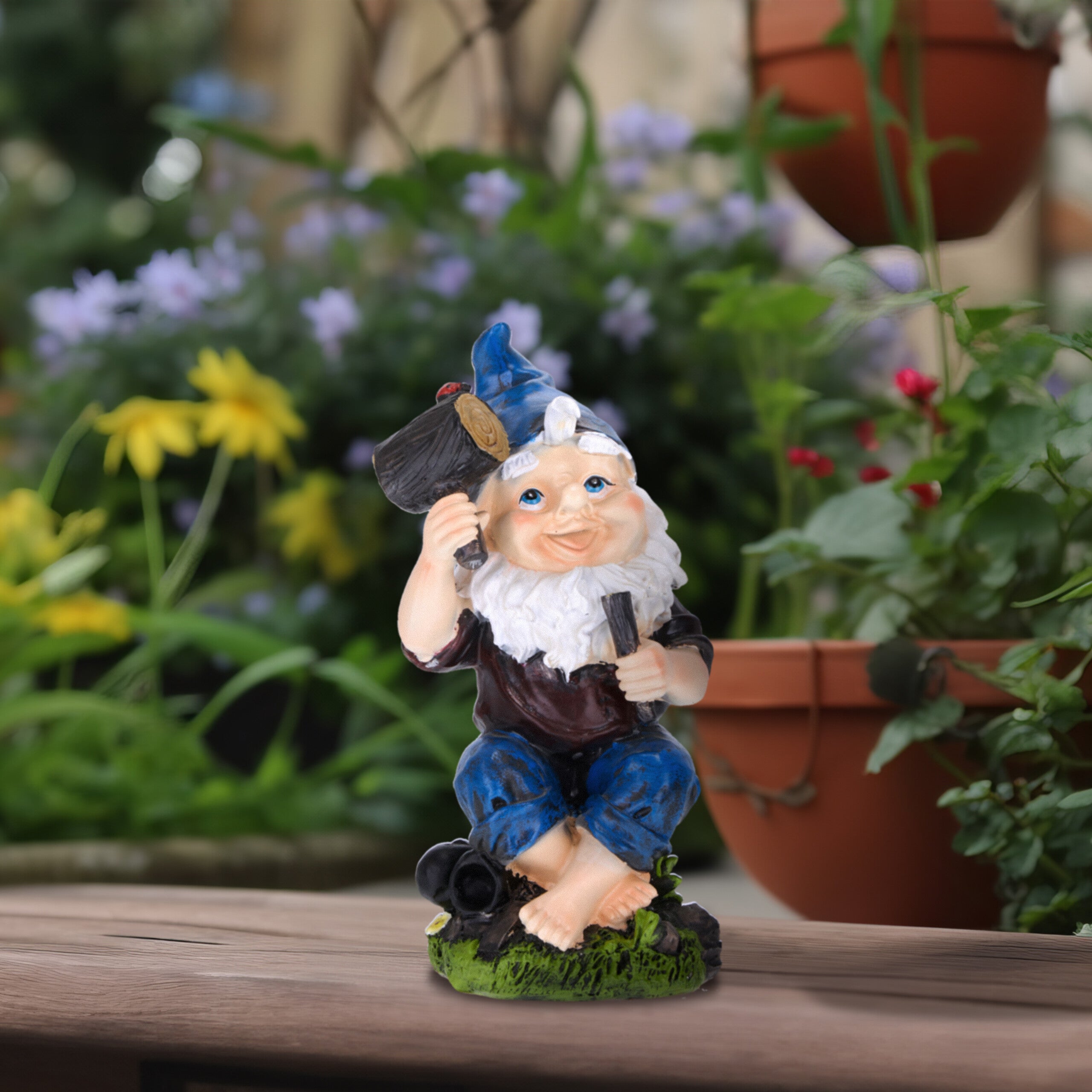 Statuette Chat Jardin En Pierre Artificielle - Décor Extérieur Résistant Gel