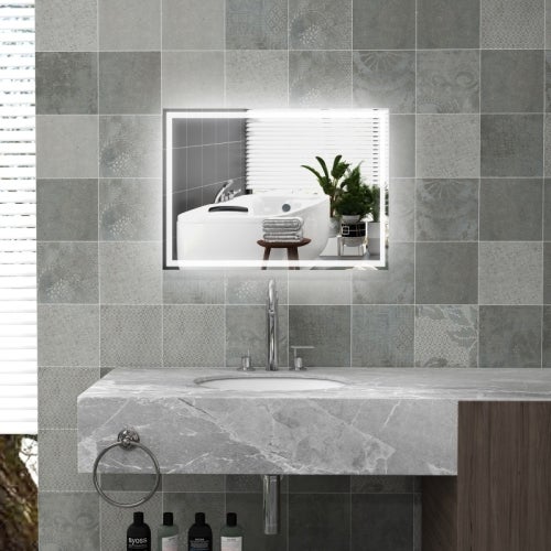 Butylux Specchio Da Bagno LED 71x50 Cm Con Antiappannamento, Touch Dimmerabile 3000K/4000K/6000K, IP54, Memoria
