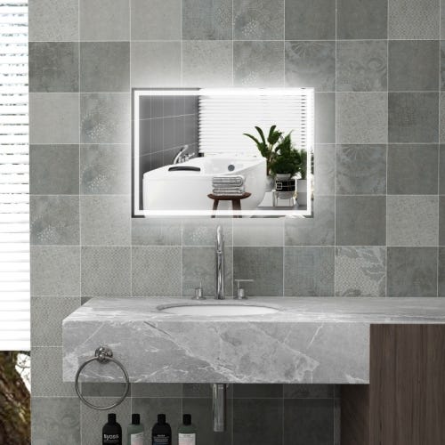Butylux Specchio Da Bagno LED 71x50 Cm Con Antiappannamento, Touch Dimmerabile 3000K/4000K/6000K, IP54, Memoria