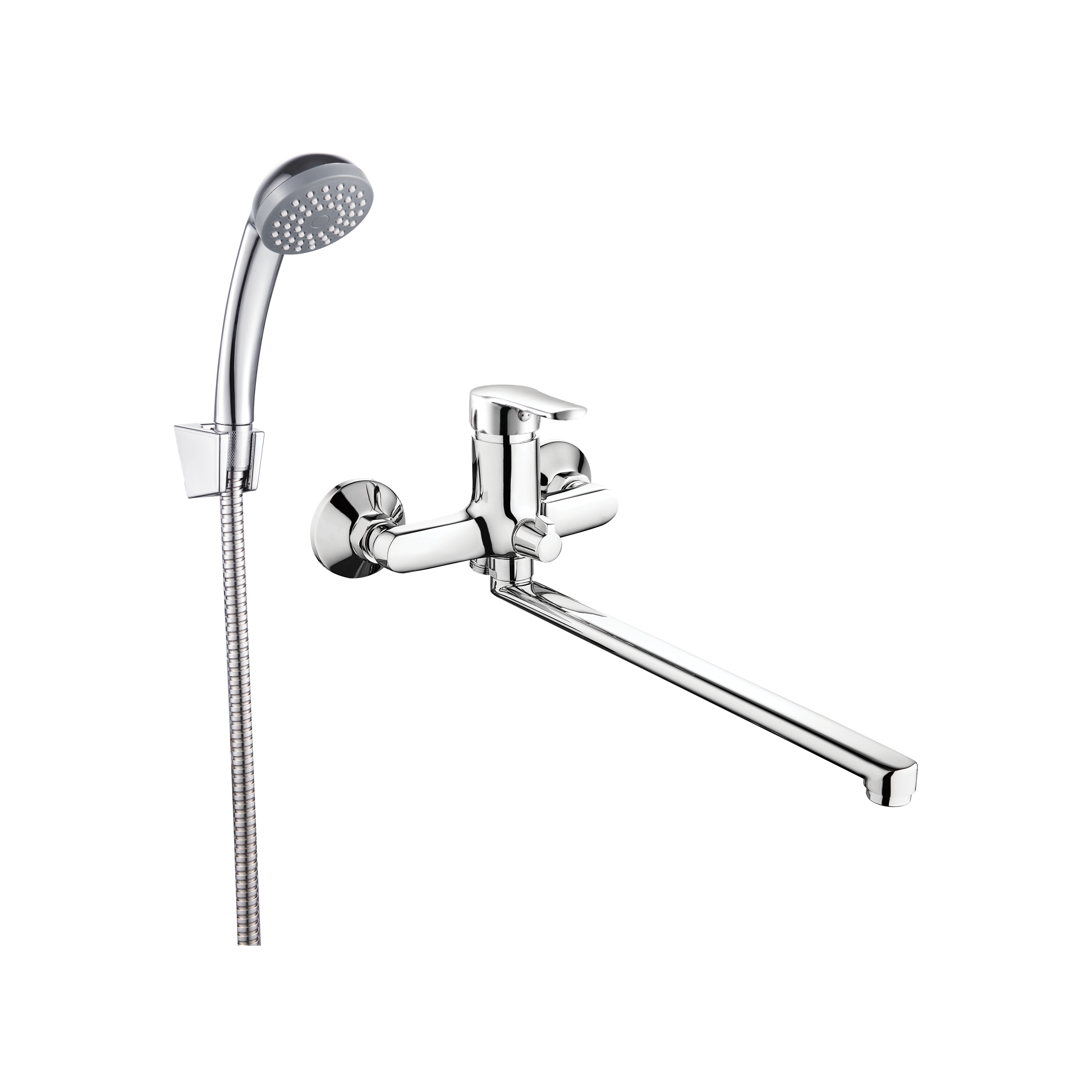 Bateria Wannowa Ścienna Kran do Wanny z Natryskiem INVENA Verso Chrom