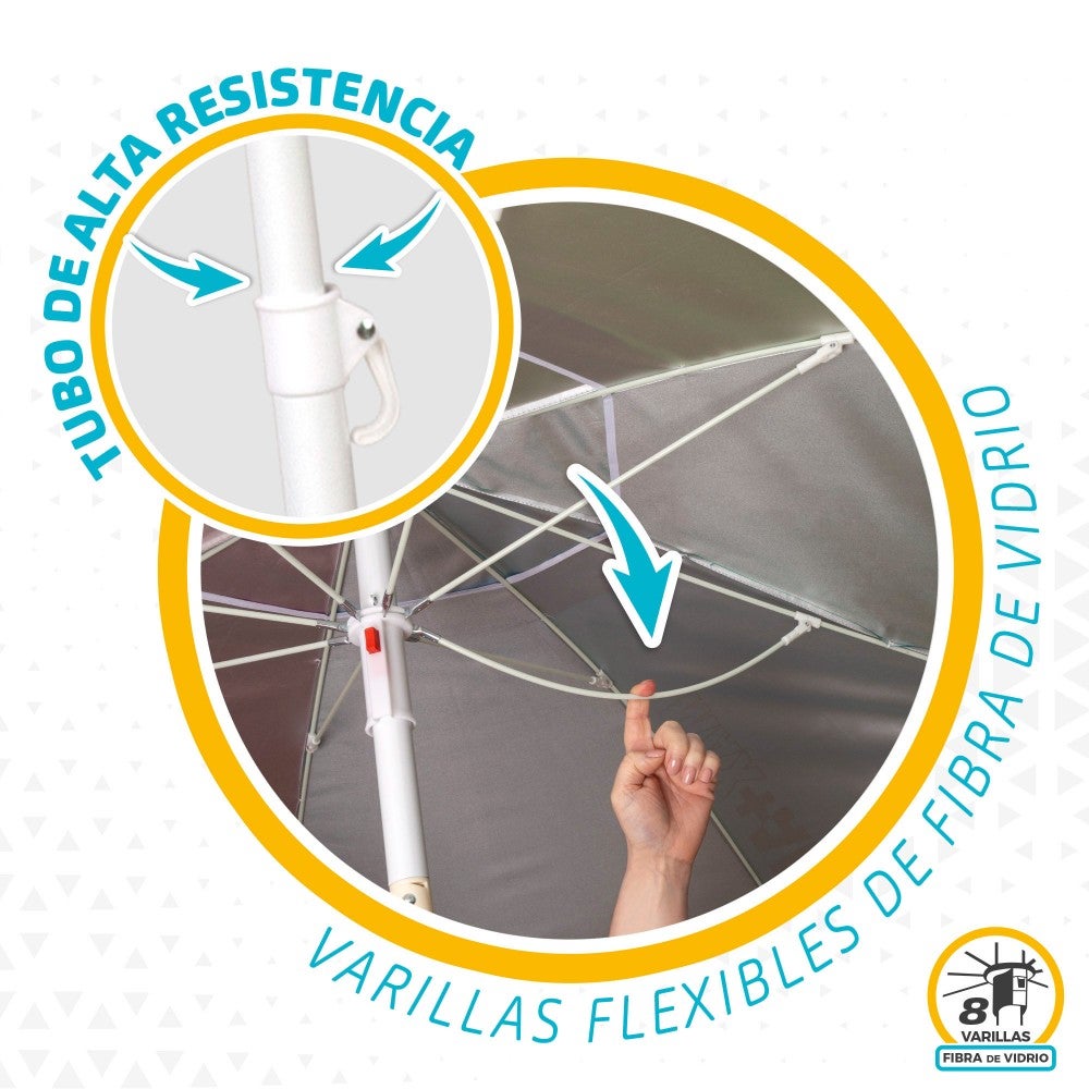 Sombrilla playa 200 cm techo de ventilación + protección UV50 Aktive Beach - 5