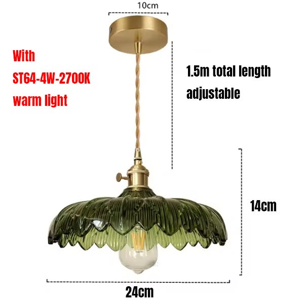 Żyrandol wiszący LED do kawiarni ST64 4W 2700K - szklany abażur w kształcie kwiatu, 24 x 14 cm - styl industrialny, regulowany, kabel 1,5 m (E27) - 2