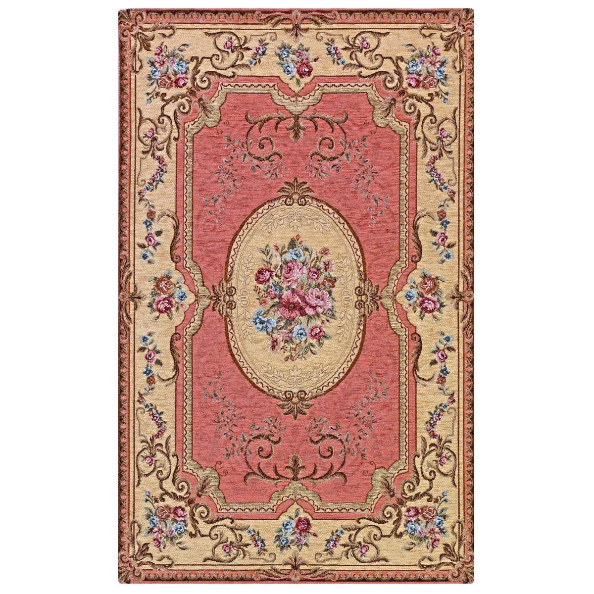 Paire de tapis AUBUSSON antidérapants en velours, 55 x 90 cm, rose (2 pièces) | GalleriaFarah1970 - 2