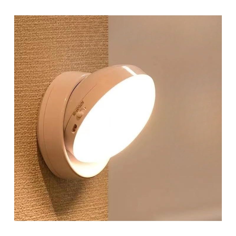 Wewnętrzna lampa z czujnikiem ruchu, obrotowa lampa LED z czujnikiem, ładowalna do sypialni, ciepłe białe światło