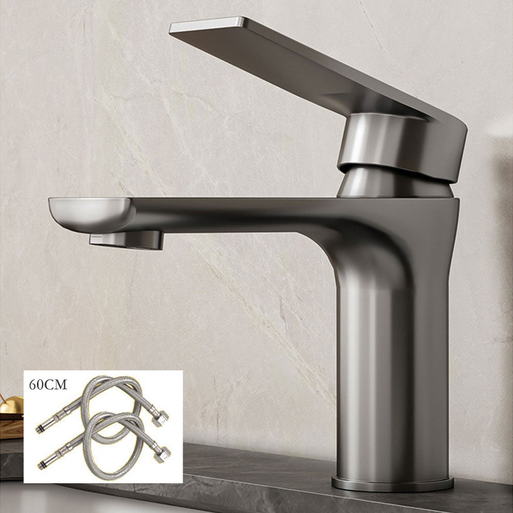 Bateria łazienkowa, pasująca do baterii umywalkowej, stal nierdzewna, ciepła i zimna, szara ołowiana, z 60 cm rurą doprowadzającą wodę
