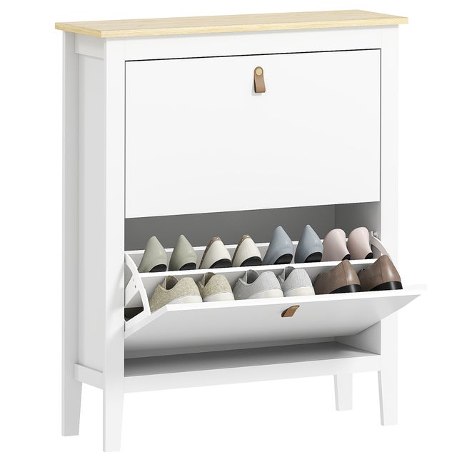 Mueble Zapatero HOMCOM Melamina de Madera Blanco 80x24x95.5 cm
