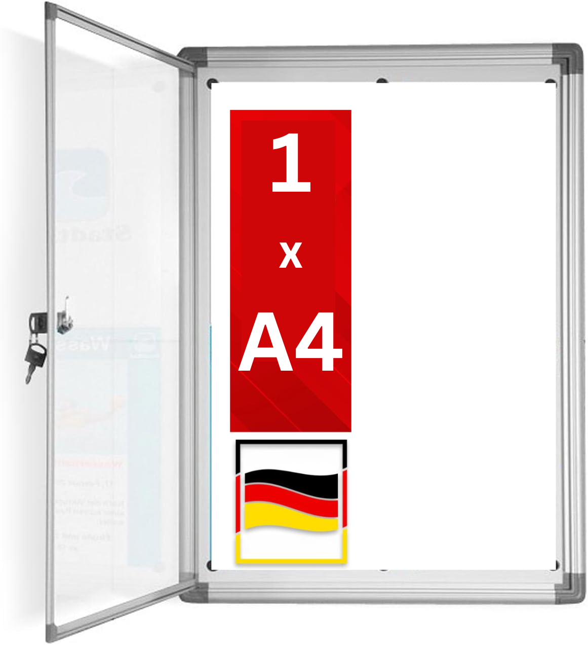 OfficeMarshal Vitrine 1xA4 Avec 2 Aimants - Panneau Magnétique Inscriptible Cadre Aluminium