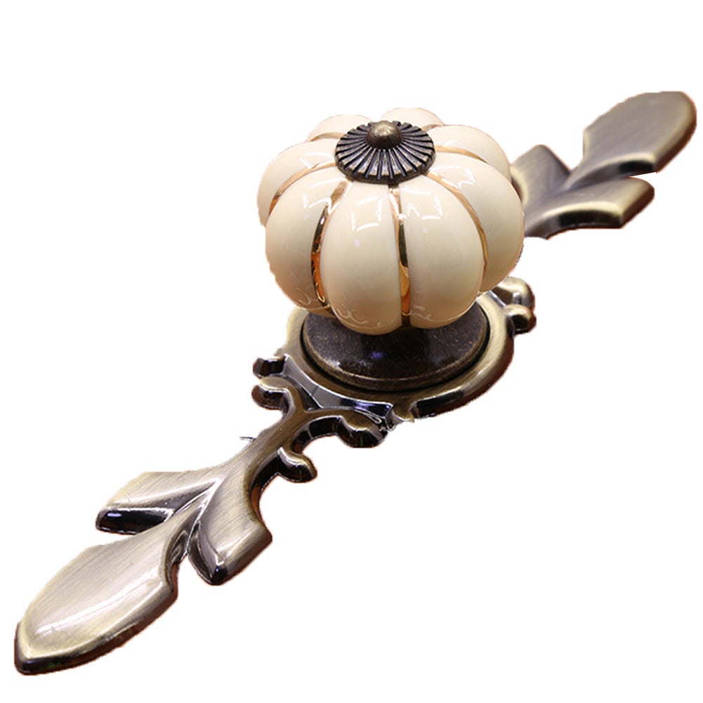 Zernmiarder Lot De 6 Boutons D'armoire En Céramique Vert Foncé – Boutons D'armoire En Forme De Citrouille Rétro – Poignées De Tiroir Vintage Avec Vis