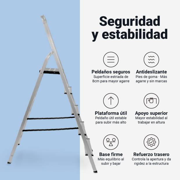 ARARAT 8005X Escabeau Pliable en Aluminium – 5 Marches - 5