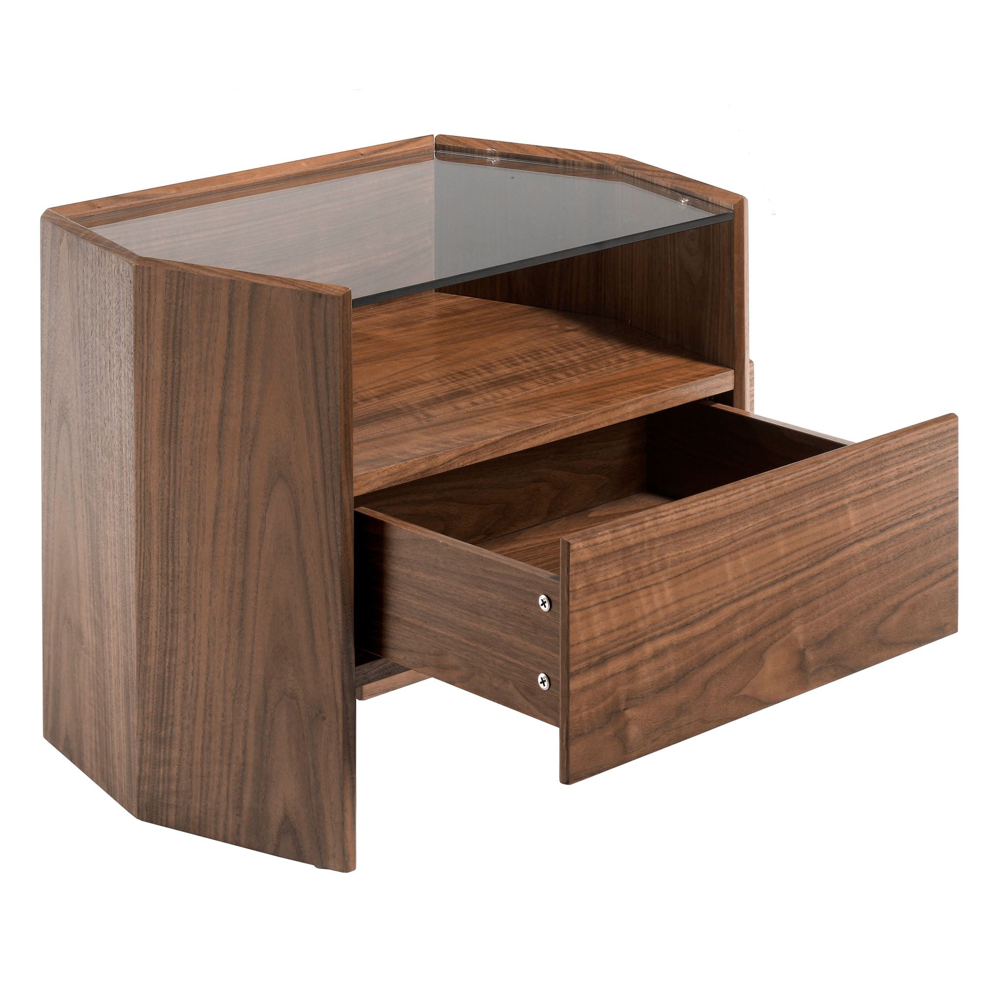 Table de chevet noyer et acier noir Ø60 x 42 x 60 - 7