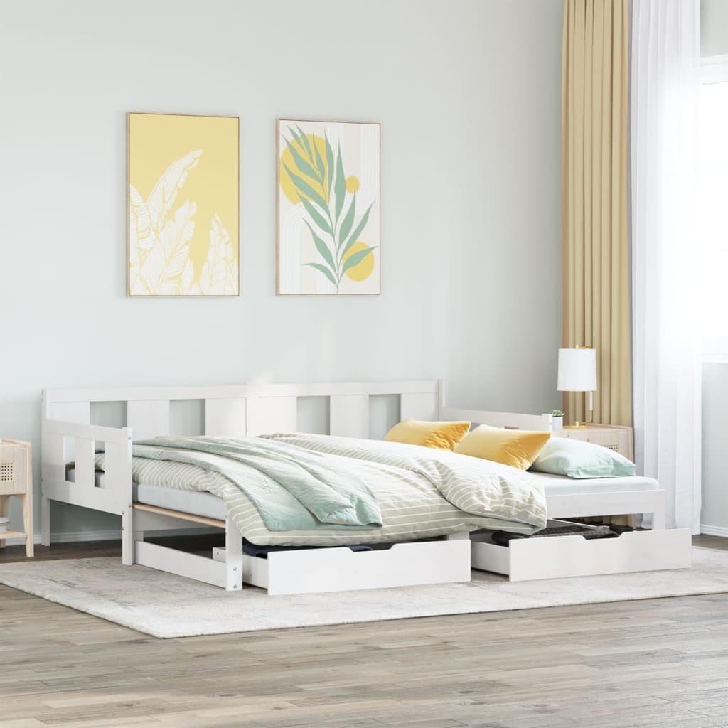 Lit Simple - 80x200 Cm, Lit De Jour Avec Gigogne Et Tiroirs Sans Matelas 80x200 Cm
