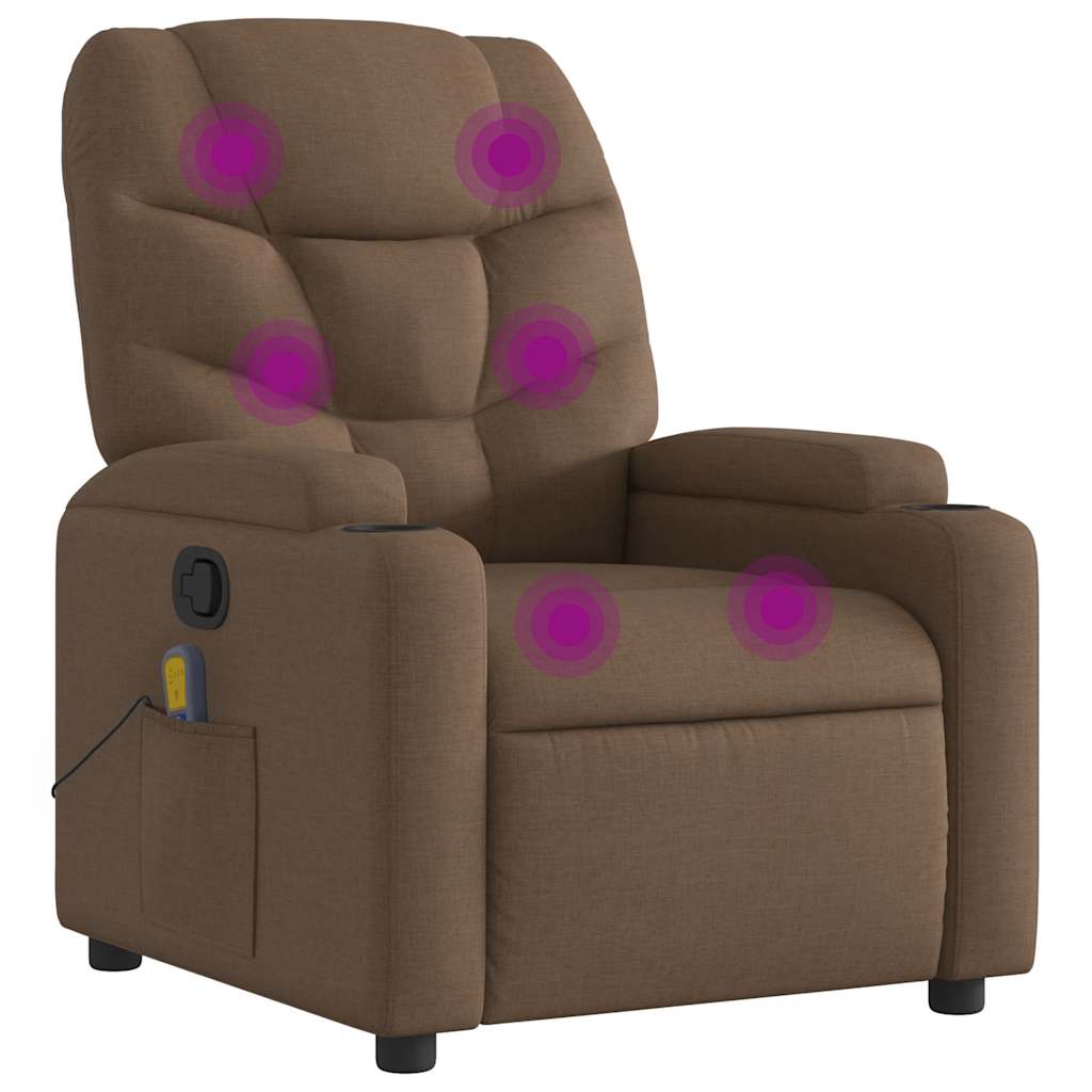 vidaXL Fauteuil de massage inclinable Marron Tissu - 2
