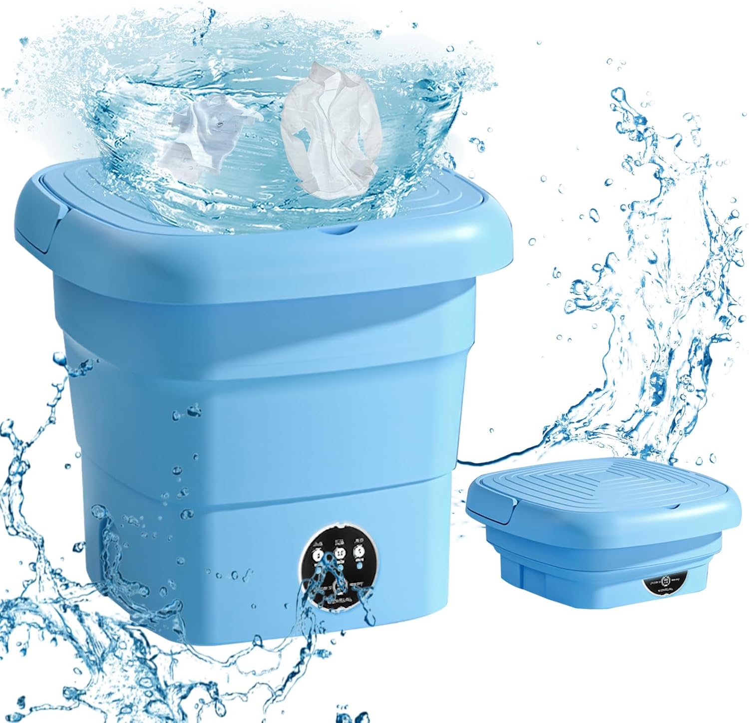Machine à Laver Portable 4.5L Pliable - Mini Lave-Linge Ultrasonique Vert Pour Voyage Et Camping