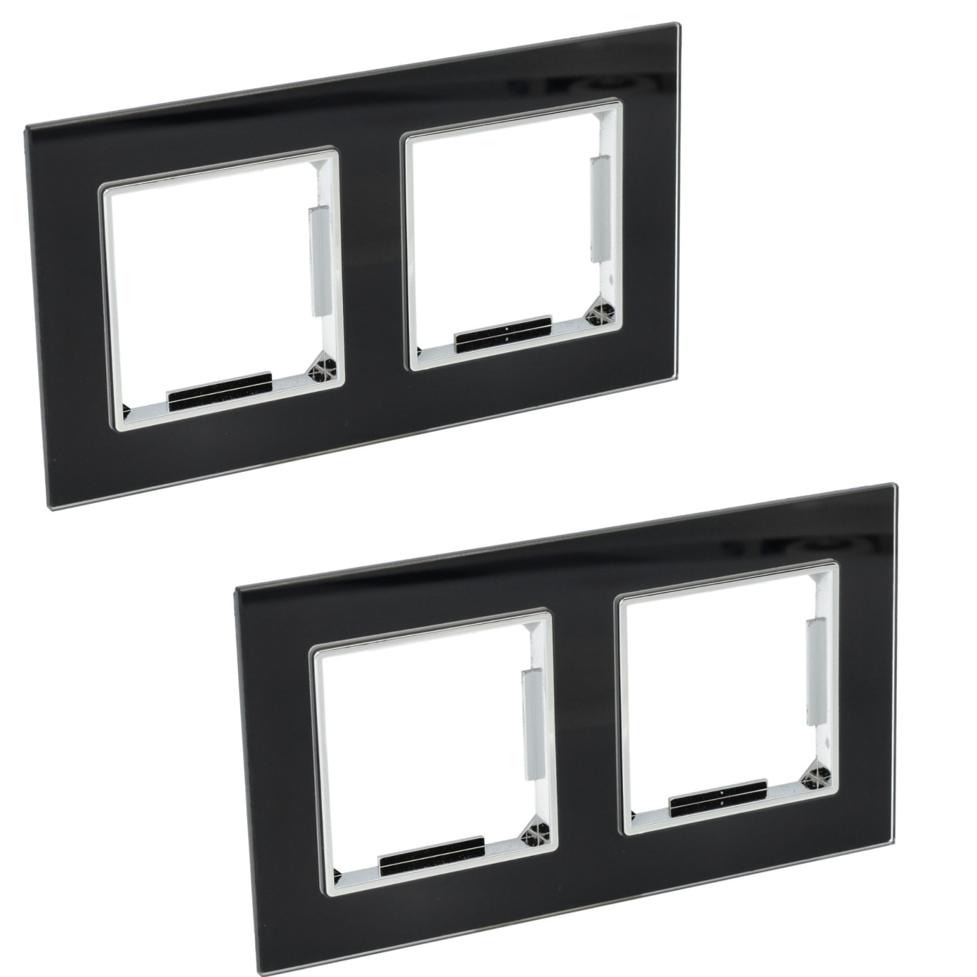 Zestaw x2 2 moduły Ramka 2 moduły Szkło hartowane Czarne