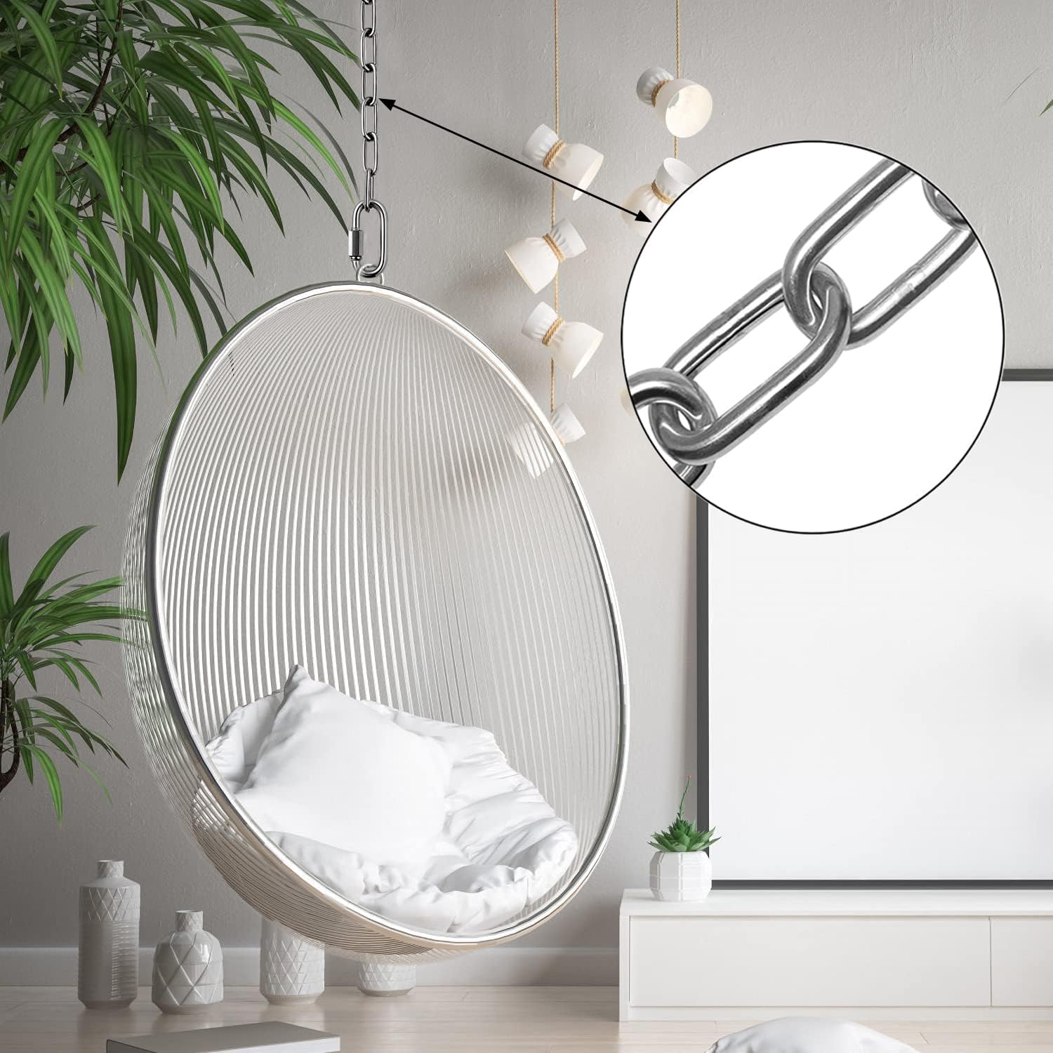 Crochet de Plafond pour Fauteuil Suspendu Rotatif à 360 ° - pour Fauteuil Suspendu jusqu'à 450 kg - Couverture en béton pour béton, Bois, véranda - 5