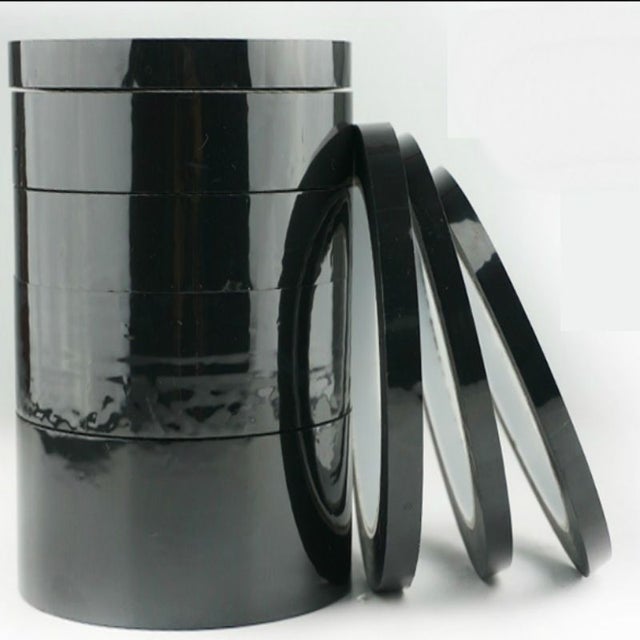 Ruban de masquage silicone noir en polyester pour températures moyennes 66m - 55my - 15mm x 66 MT