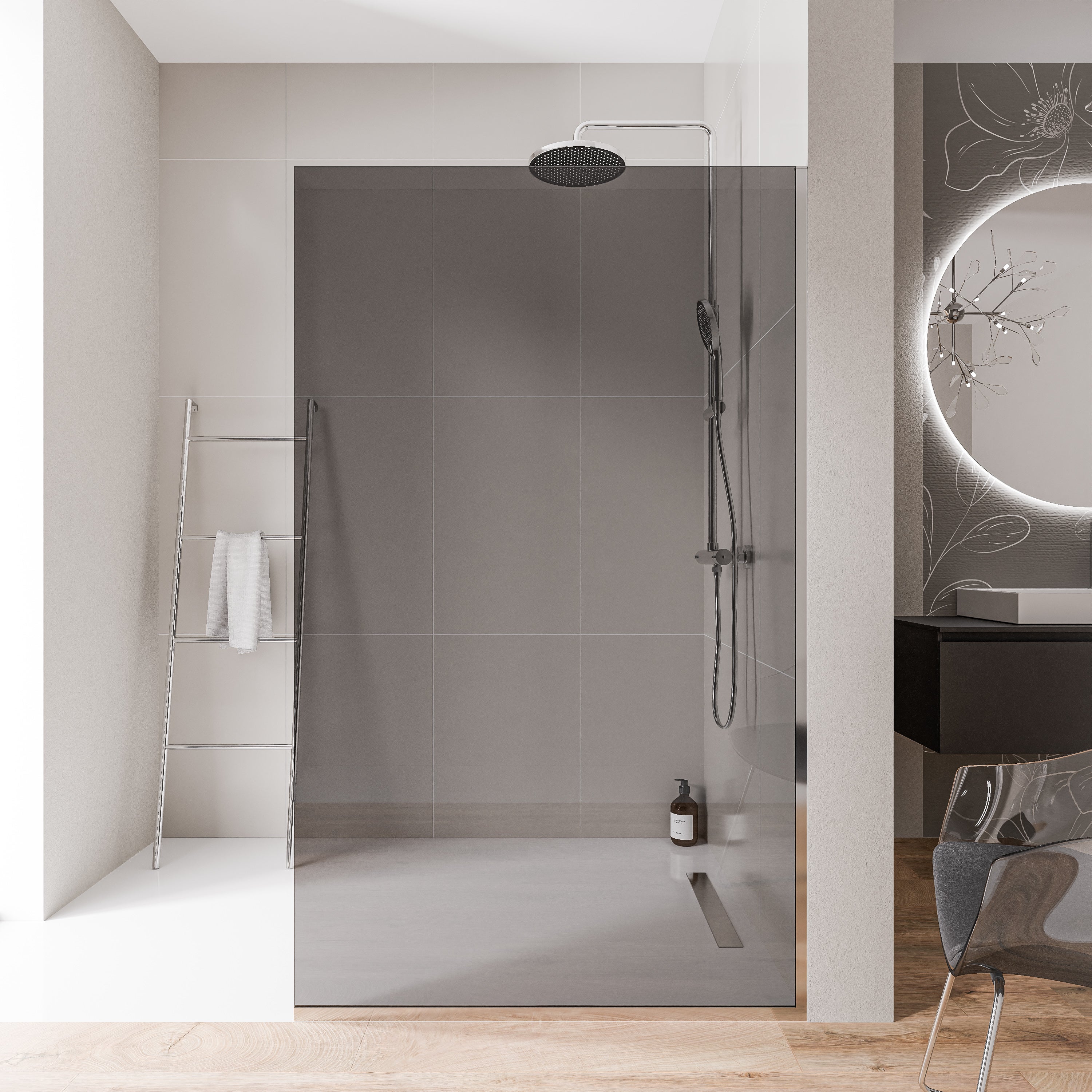 BERNSTEIN - Paroi De Douche En Niche 120x195cm Profil Chrome En Verre