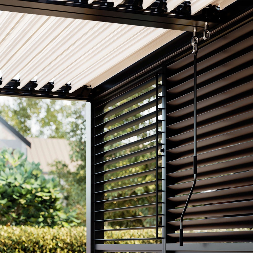 Pergola bioclimatique adossée Anthracite en Aluminium 15.52 m² - 9