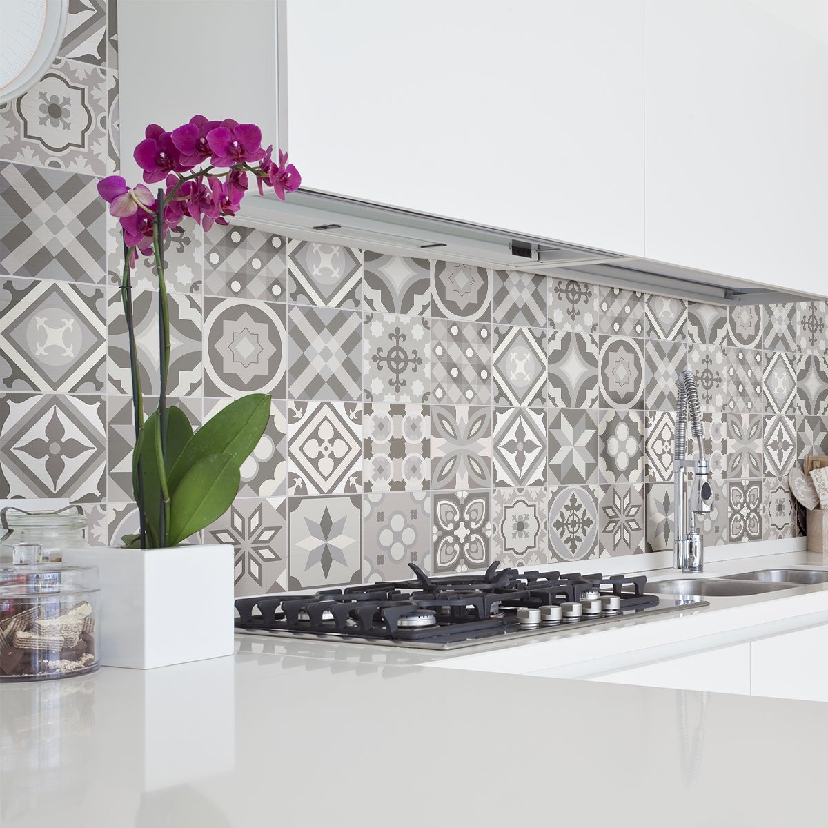 24 vinilos baldosas de cemento azulejos aramaio - adhesivo de pared - revestimiento sticker mural decorativo - 24stickers10x10cm