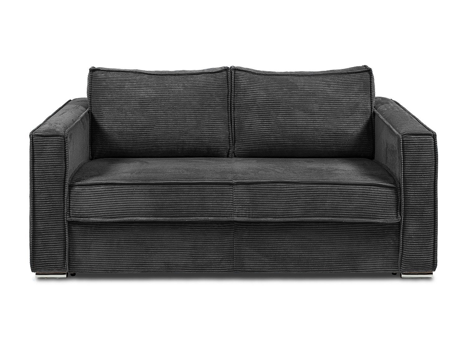 Kanapa 4-osobowa rozkładana typu express z antracytowego sztruksu - Miejsce do spania z szerokimi listewkami 160 cm - Materac 14 cm - LORETO