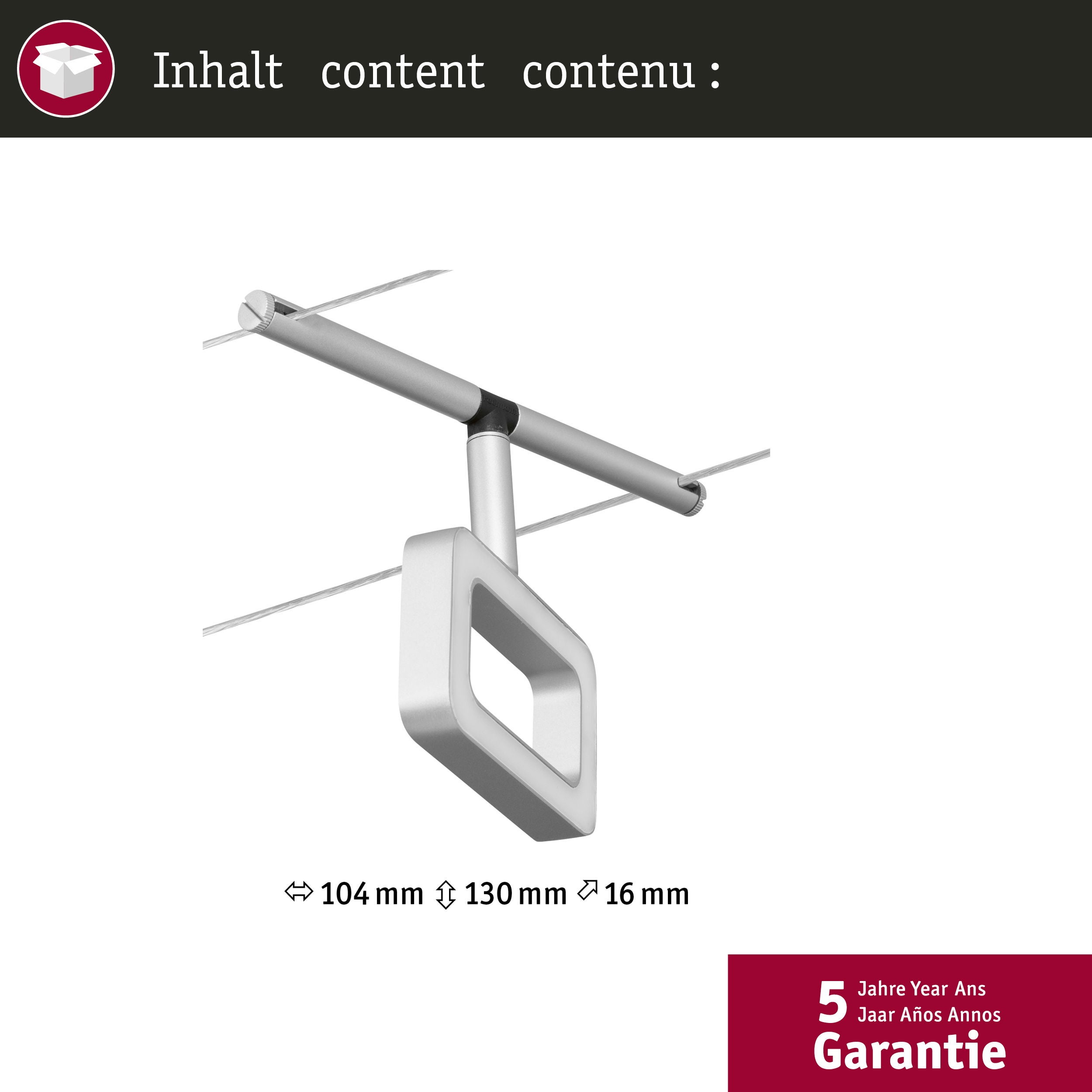 CorDuo Système sur câbles LED Frame Spot individuel 280lm 4,8W 3000K 12V Chrome mat, Chrome - 4