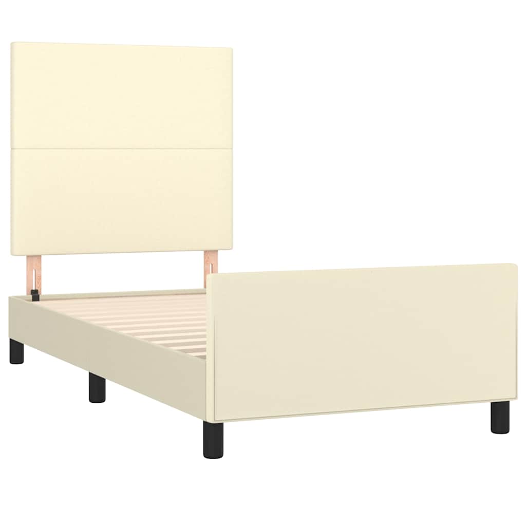 Cadre de lit sans matelas en similicuir crème, pour la chambre, 100 × 200 cm - 4