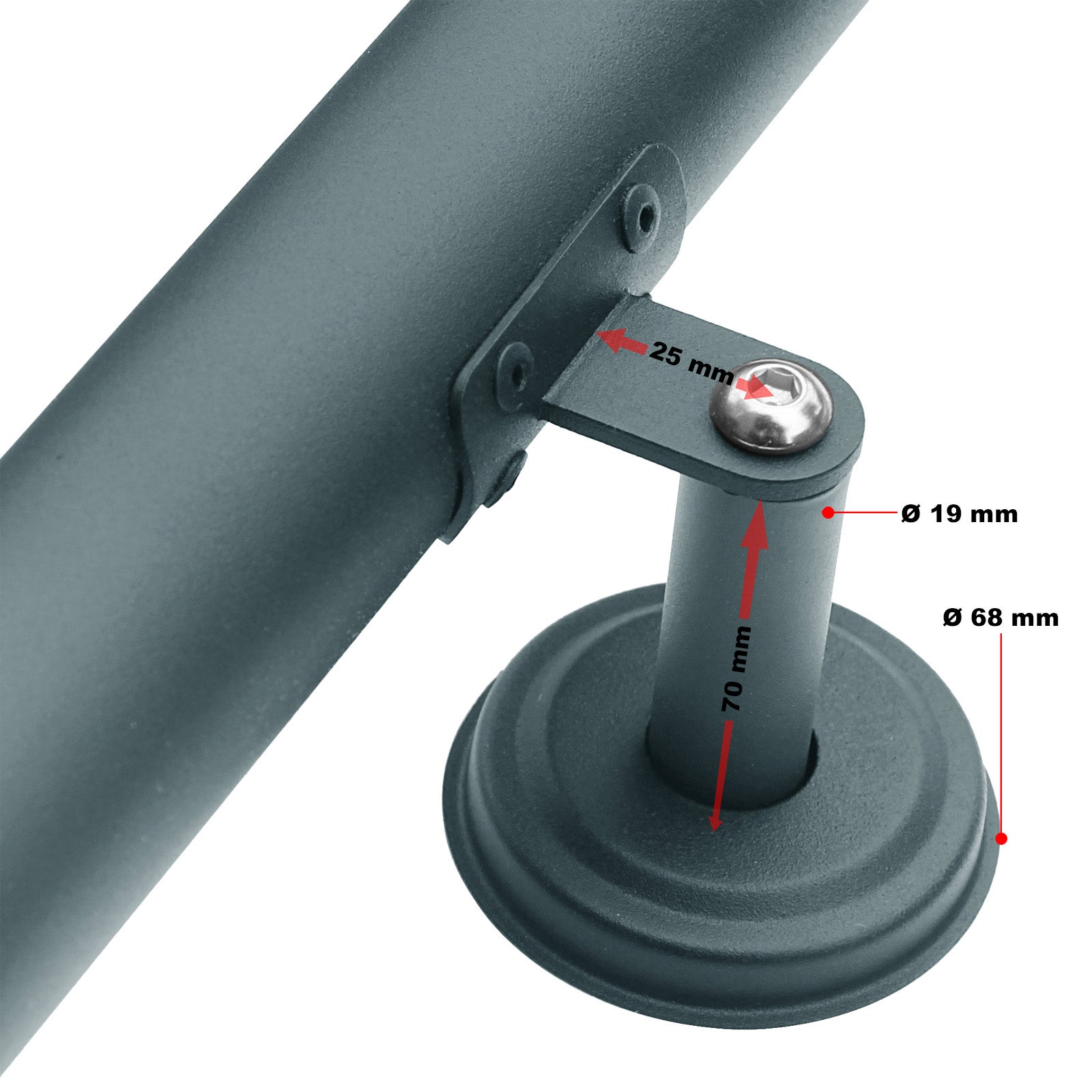 Kit Main courante Escalier 100cm Noire Acier Revêtement par poudre Rambarde Support mural Poignée Maintien WilTec - 4