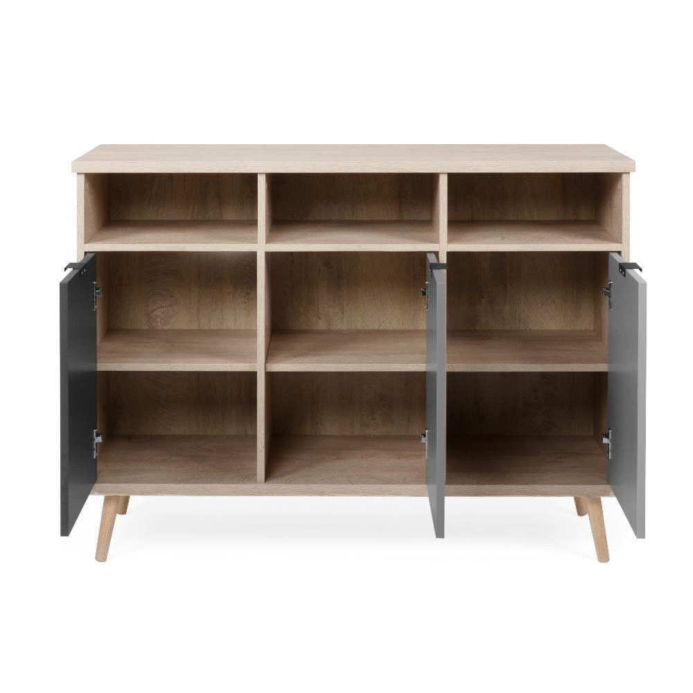 Buffet trois compartiments sonoma gris pieds surélevés cm 120 x 40 x 88 h - 3