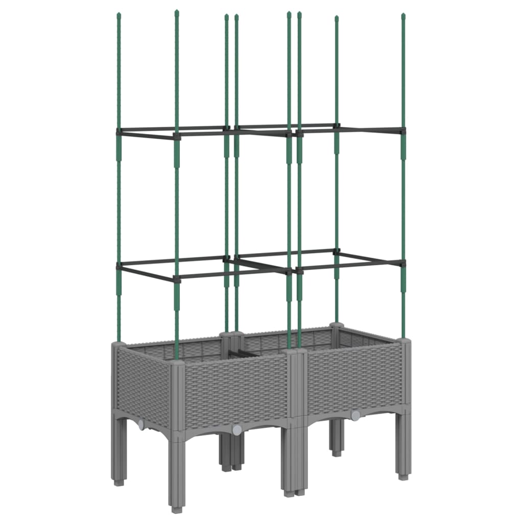 Maison Exclusive - Vaso/floreira jardim c/ treliça 80x40x142,5cm PP cinzento-claro - 5
