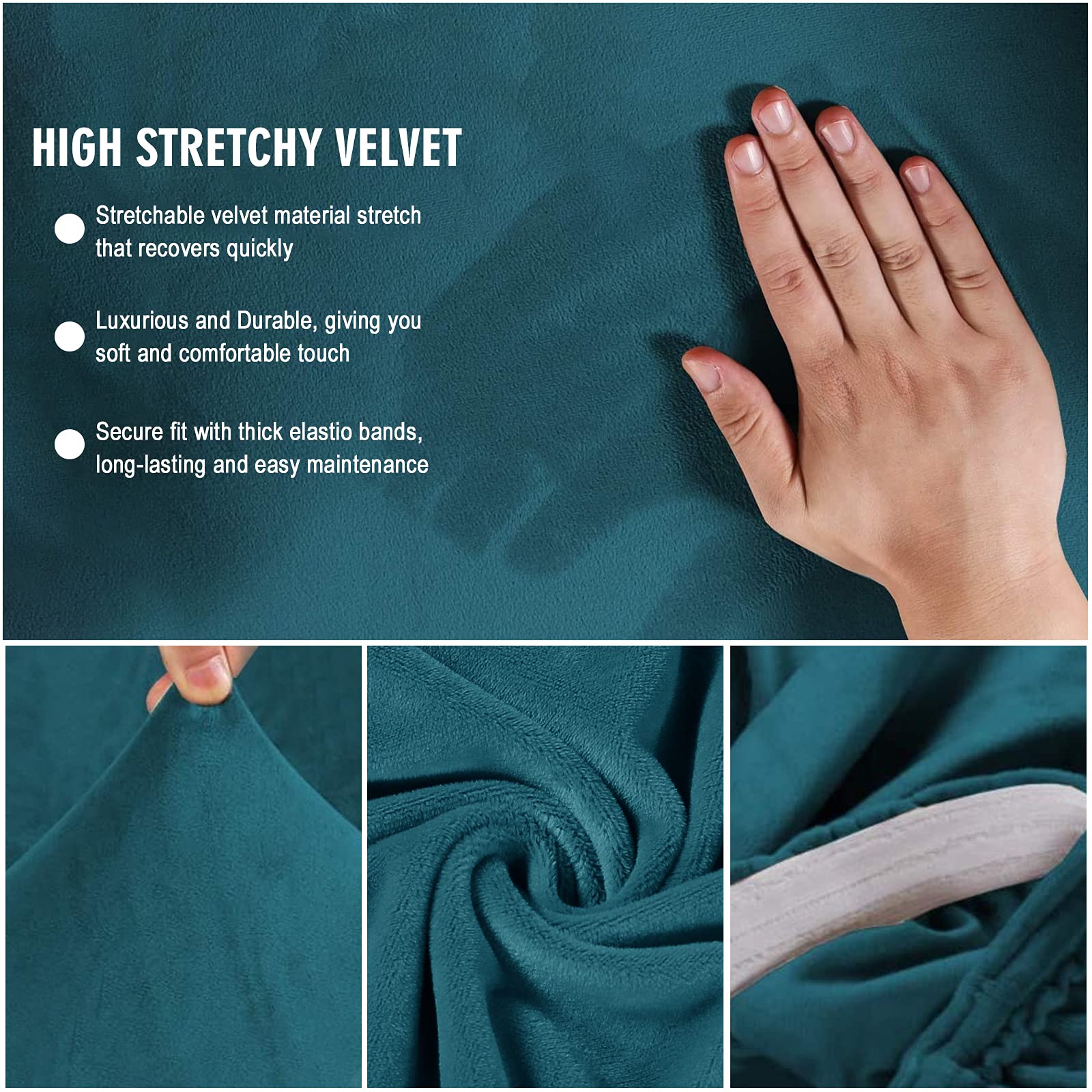 Coprisedia Elasticizzato Senza Braccioli LavishCover, Spesso E Rimovibile, Per Sala Da Pranzo E Soggiorno, Blu Navy, 1 Pezzo